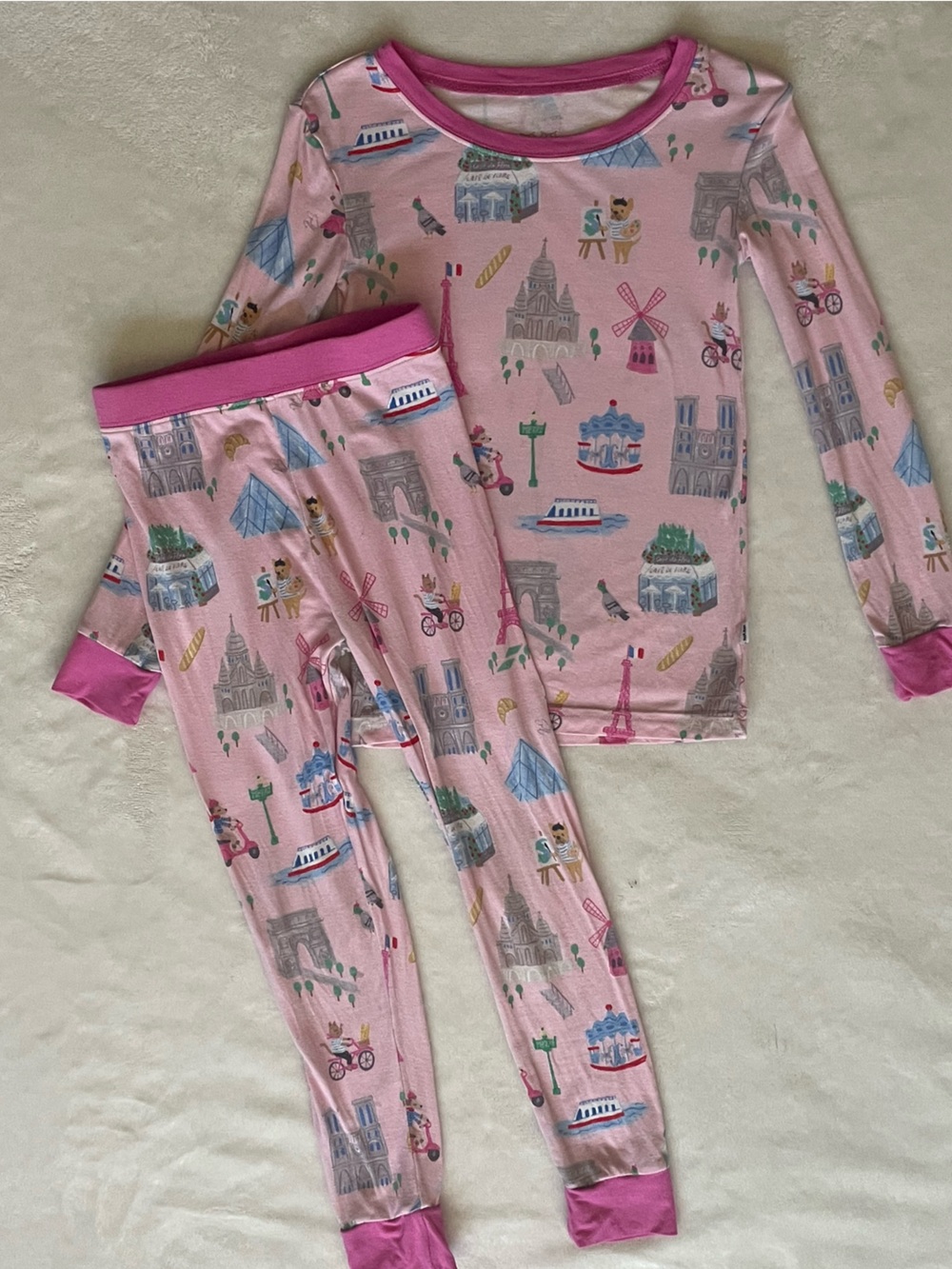 Little Sleepies Pink Weekend In Paris Bamboo Pajama Set 3T